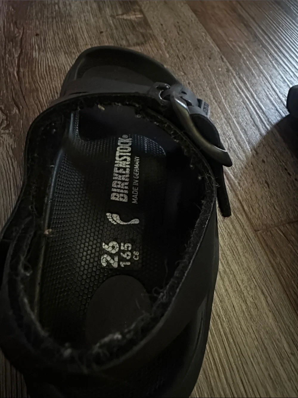 Birkenstock Kids Black Two-Strap Slide Sandals with Buckles